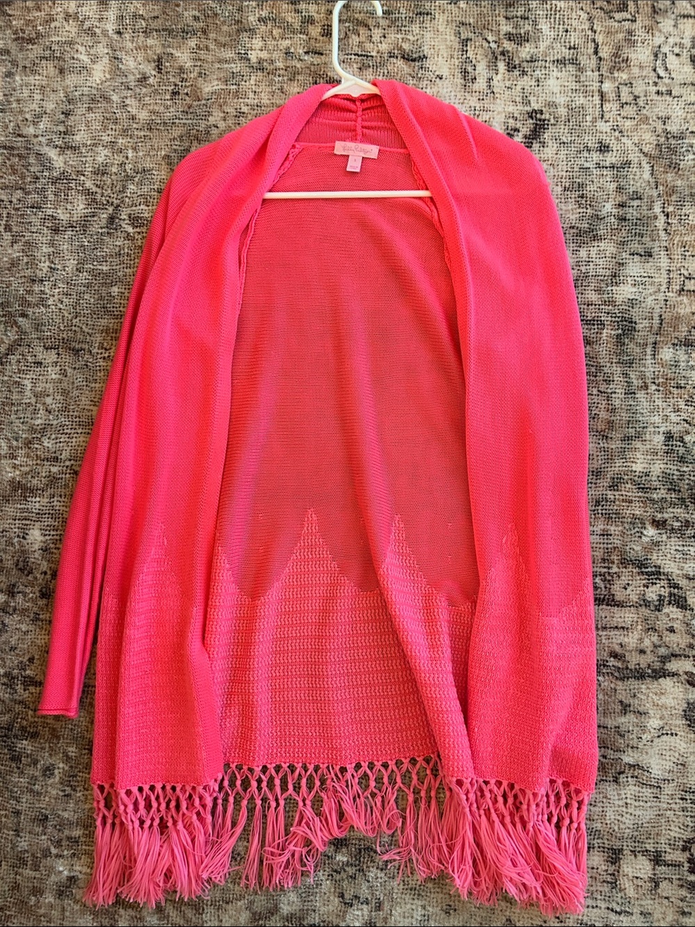 Lilly Pulitzer Women's Open-Front Fringe Cardigan Sweater - Pink